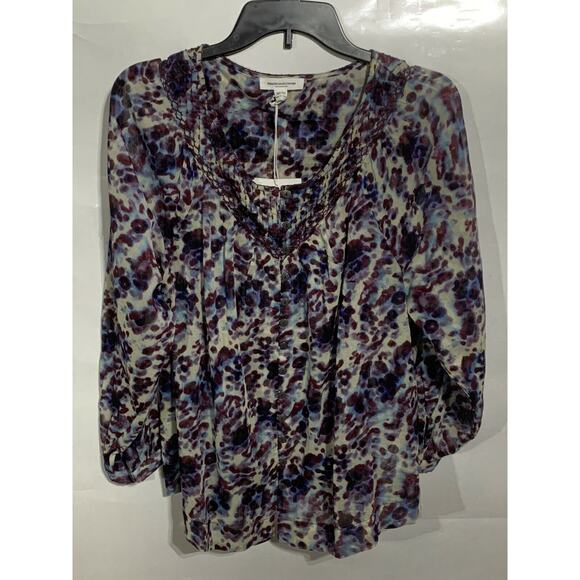 BEACH LUNCH LOUNGE blouse top Xs boho hippie Mosaic print Long Sleeves V-neck - Picture 1 of 5